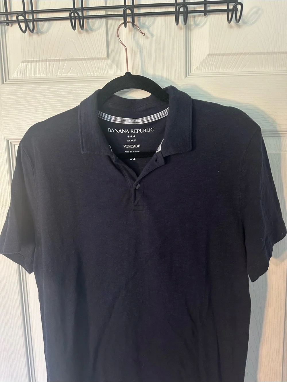 Banana Republic Vintage Men’s M Navy Solid Cotton Short Sleeve Polo